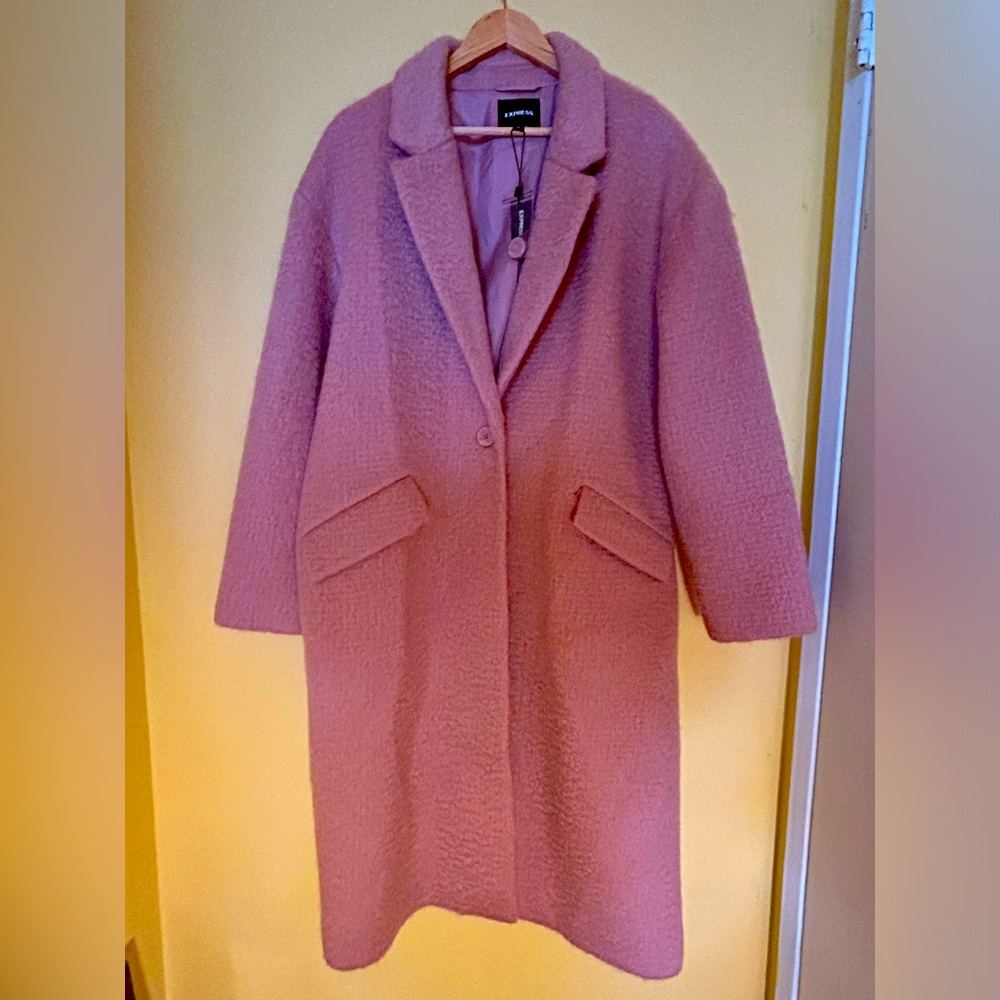 Express Dusty Pink Wool Blend soft long coat size L